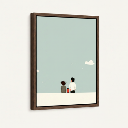 Contemporary family wall art canvas print in minimalist style hanging in entryway