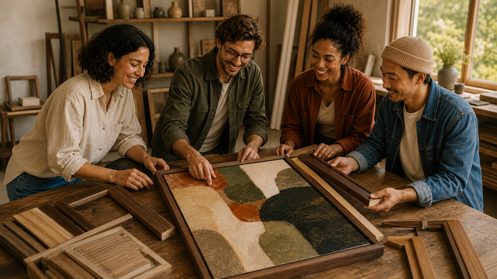 The people behind Aurewall working together in their studio